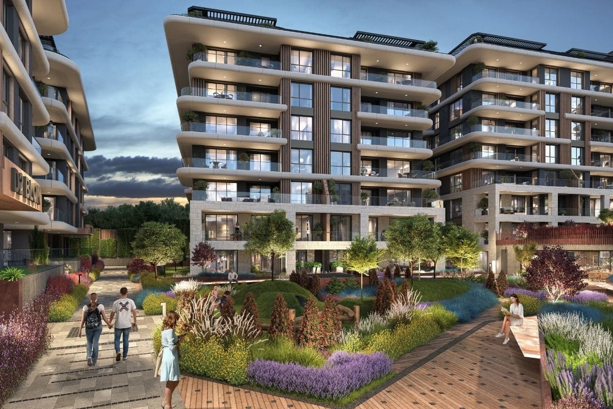 Senfoni Etiler projesi gece dış mekan ve peyzaj aydınlatması.