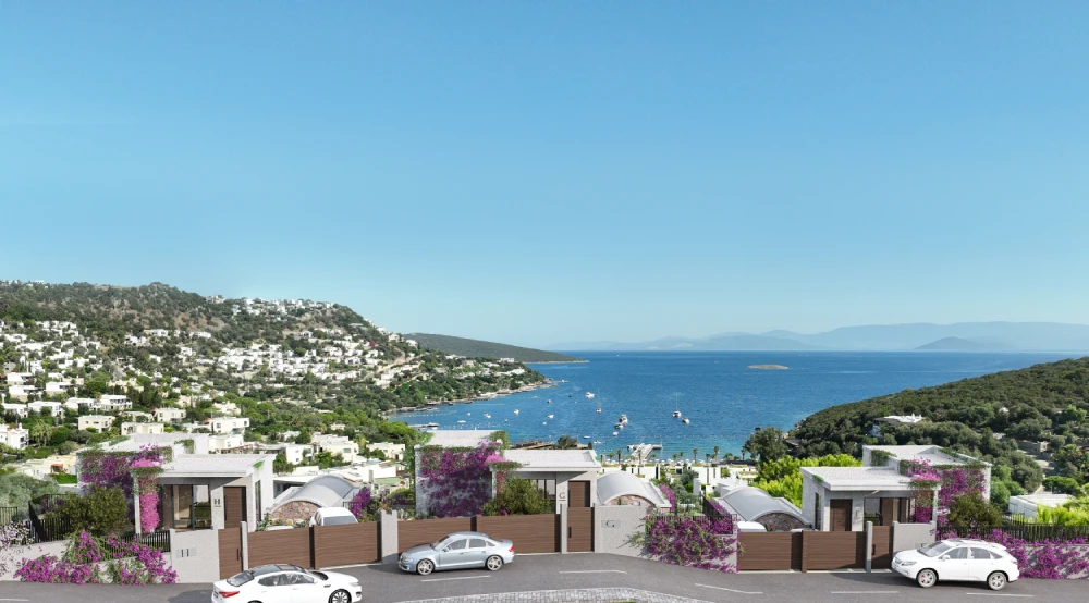 Gift Hebil projesinin Bodrum Hebil Koyu'na bakan kesintisiz deniz ve doğa manzarası ile eşsiz konumu.